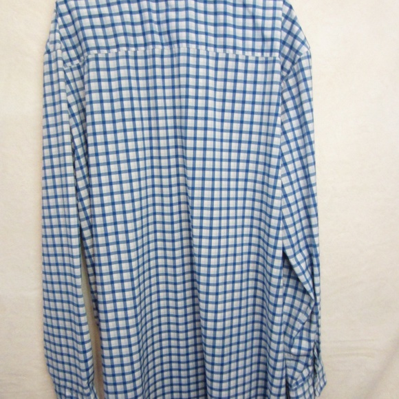 St John's Bay Classic Fit Long Sleeve Blue/White Plaid Men's 3XLT Button Shirt - Picture 2 of 5